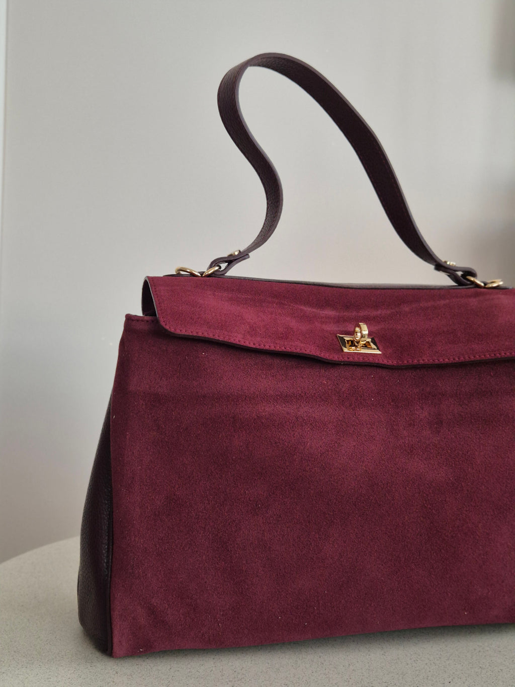 Torba skórzana shopper office bordo