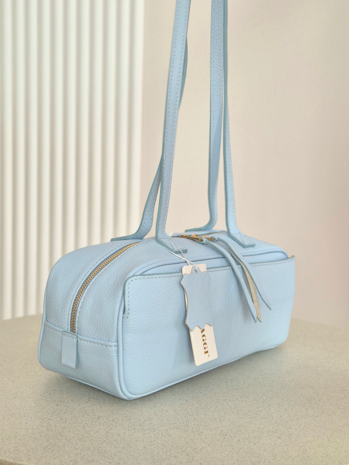 Torebka skórzana baguette 03 baby blue