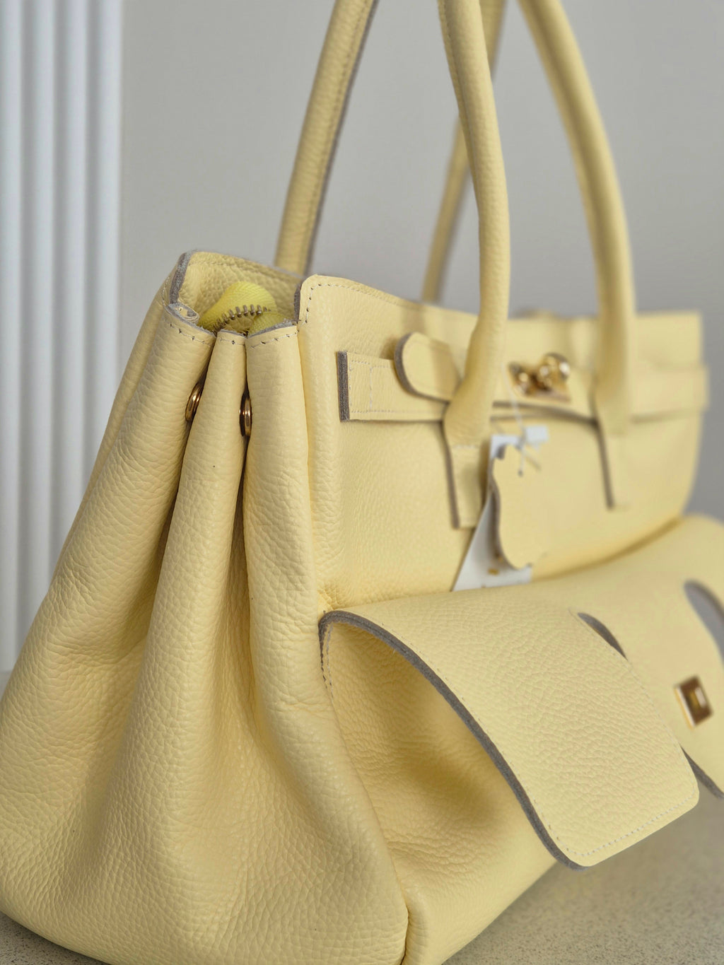 Torebka skórzana City Maxi butter yellow