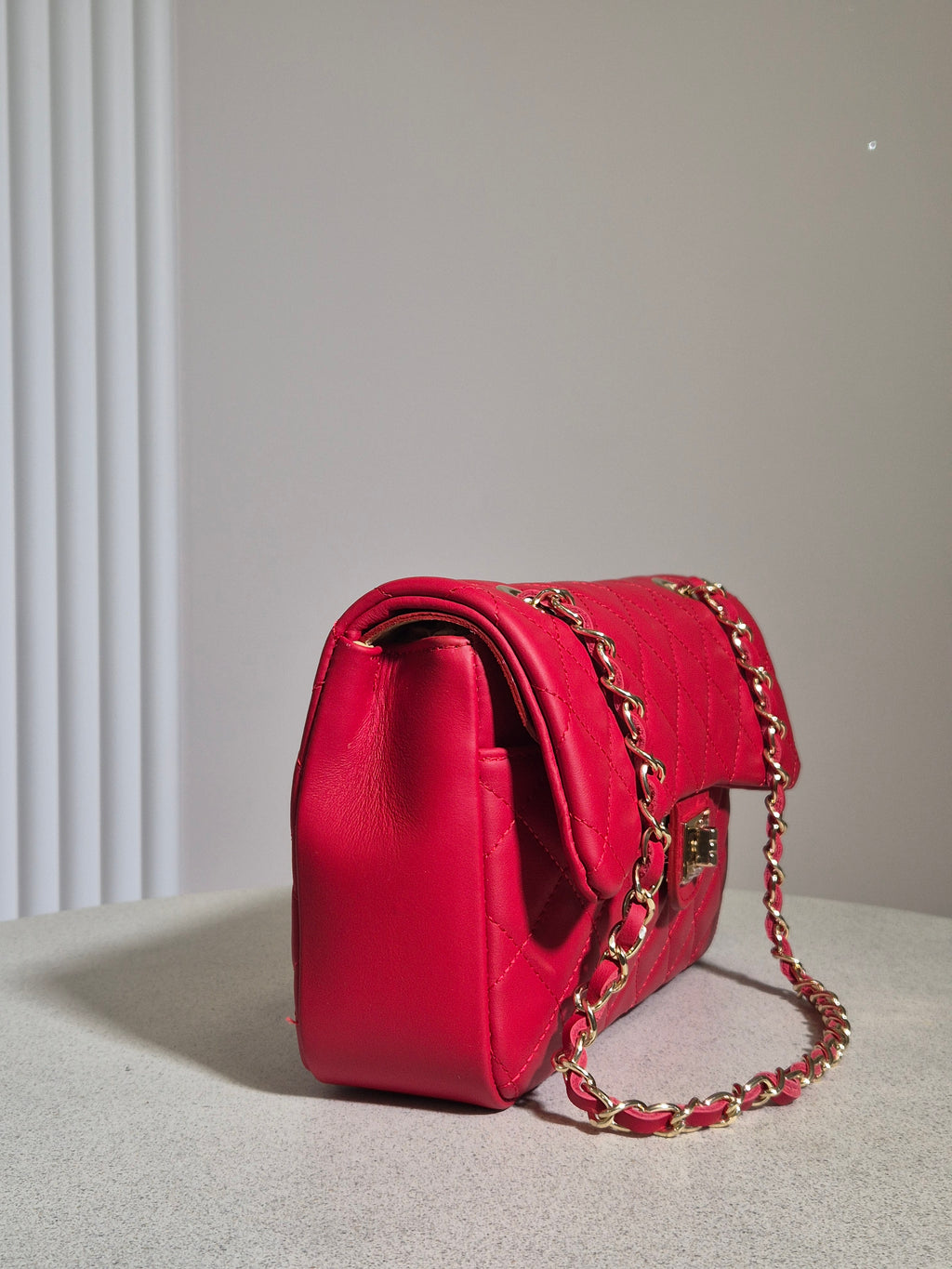 Torebka skórzana VELOUR 02 small red matte