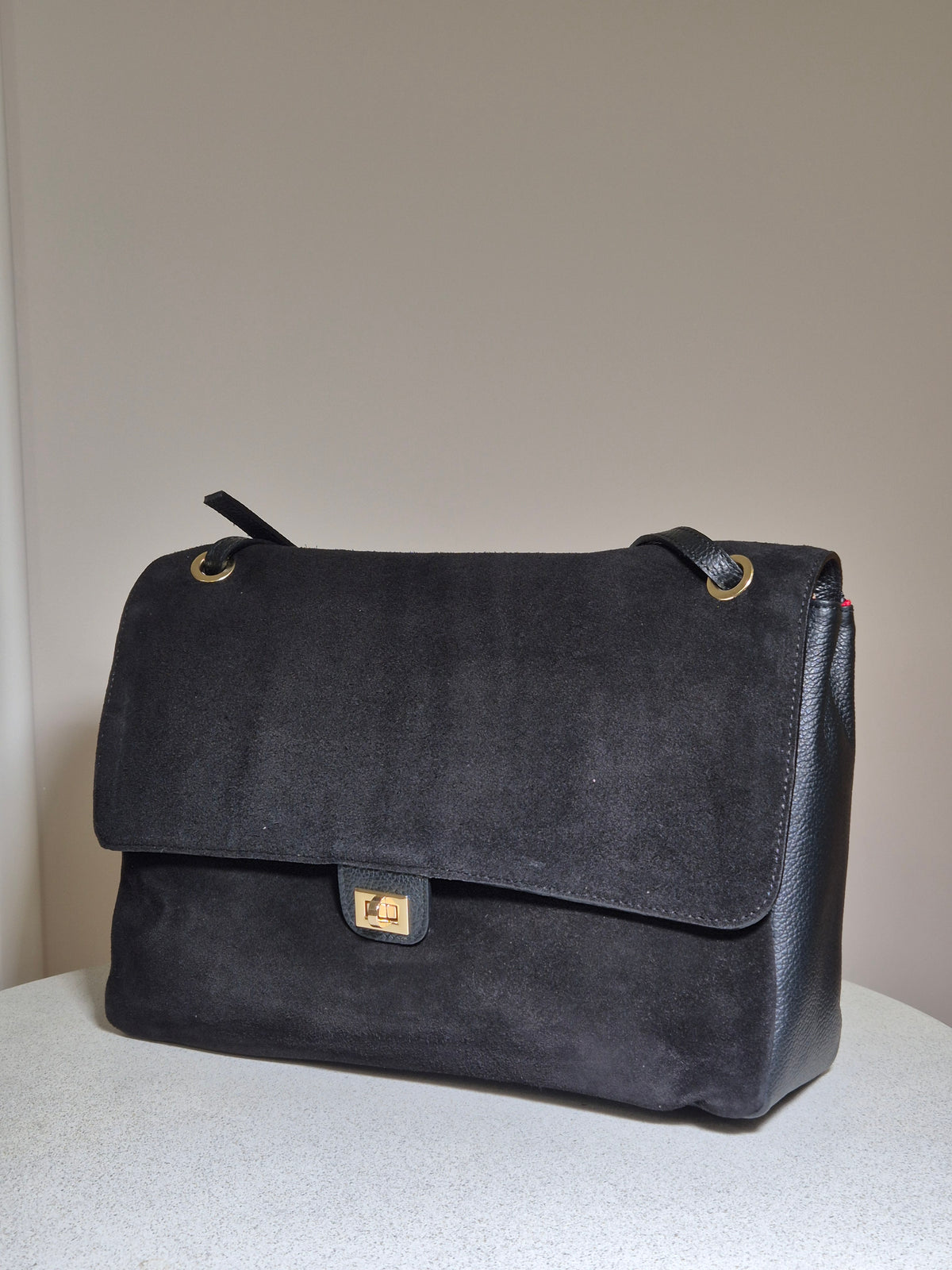 Torebka skórzana MARGOT 02 PREMIUM zamszowa, black