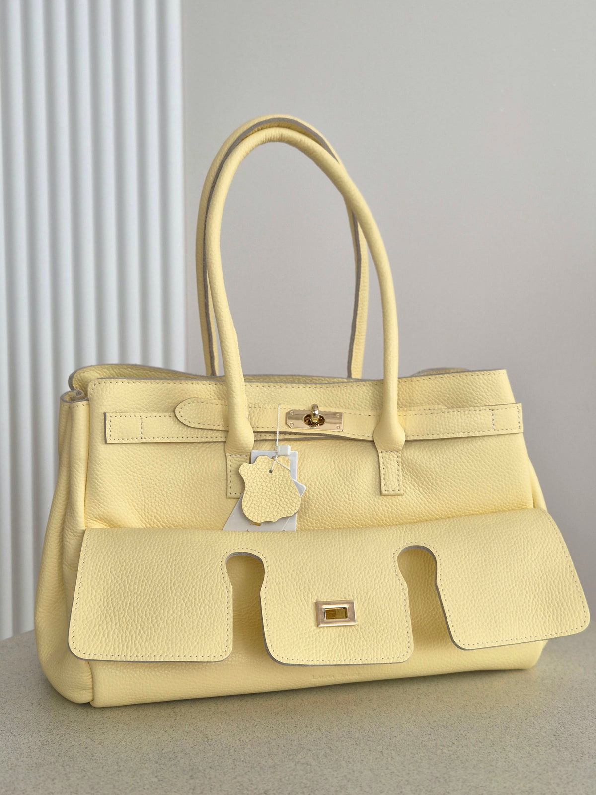 Torebka skórzana City Maxi butter yellow