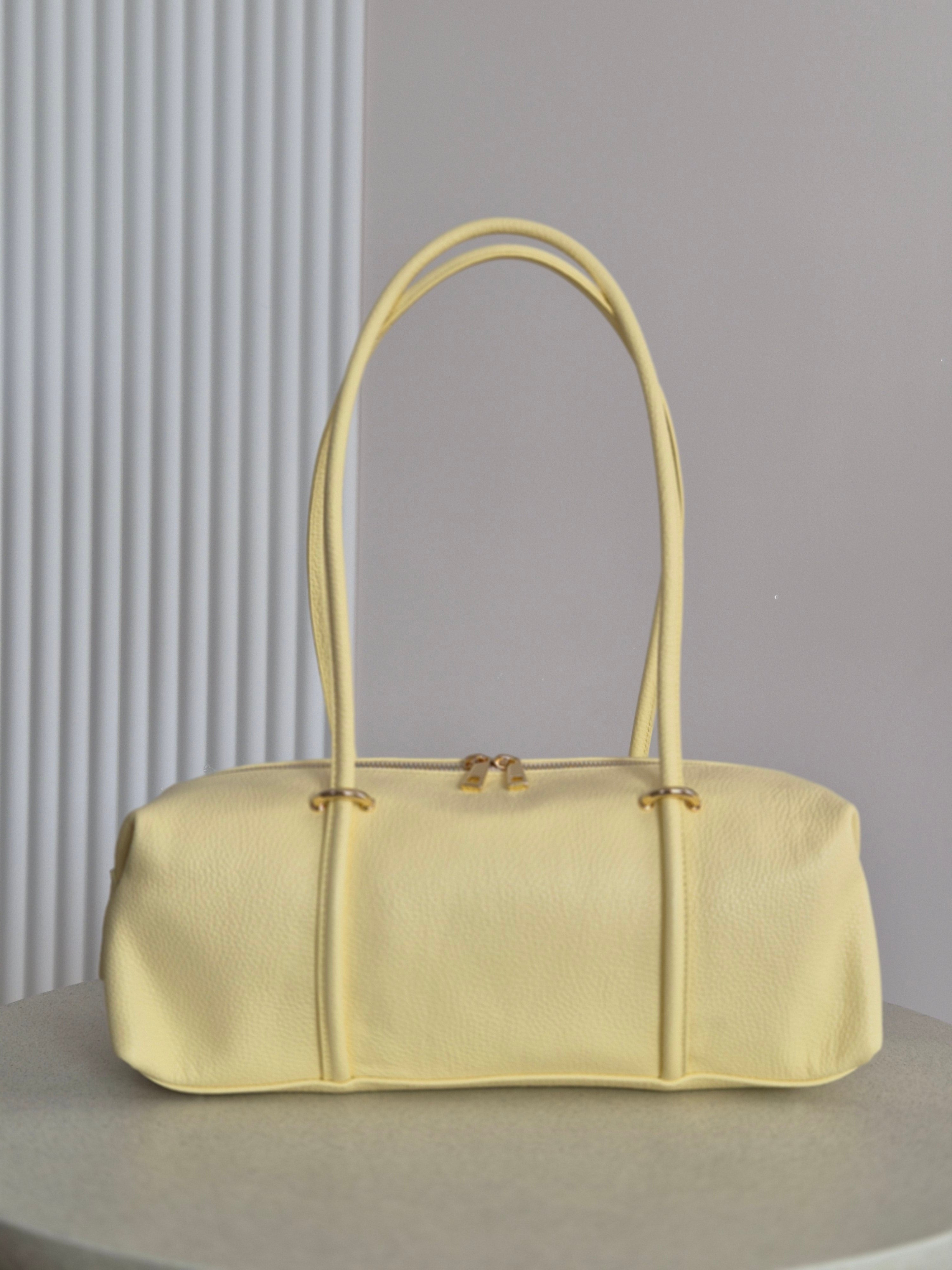 Torebka skórzana Baguette Maxi butter yellow