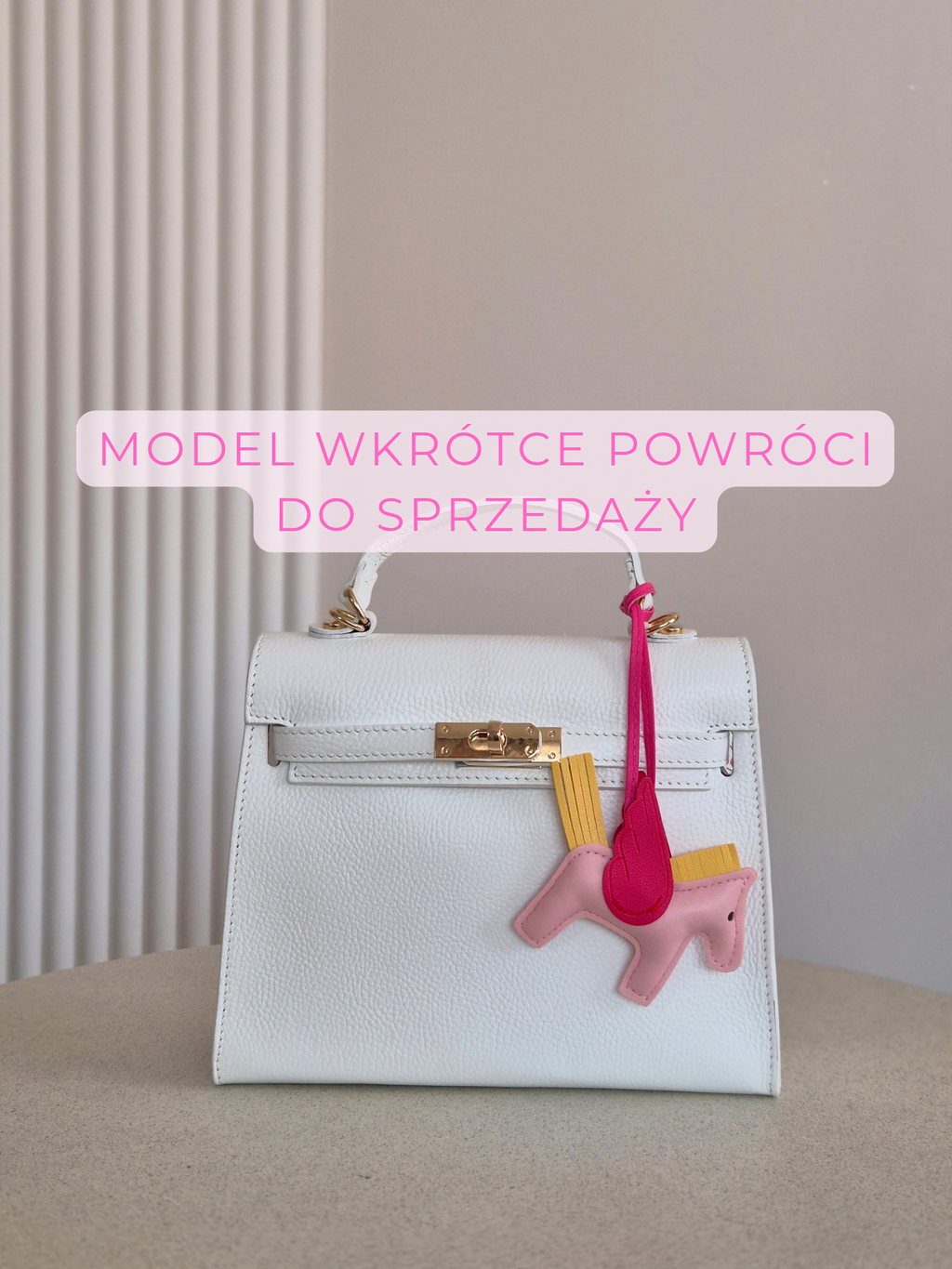 Skórzana torebka Erma Mini PREMIUM white z konikiem