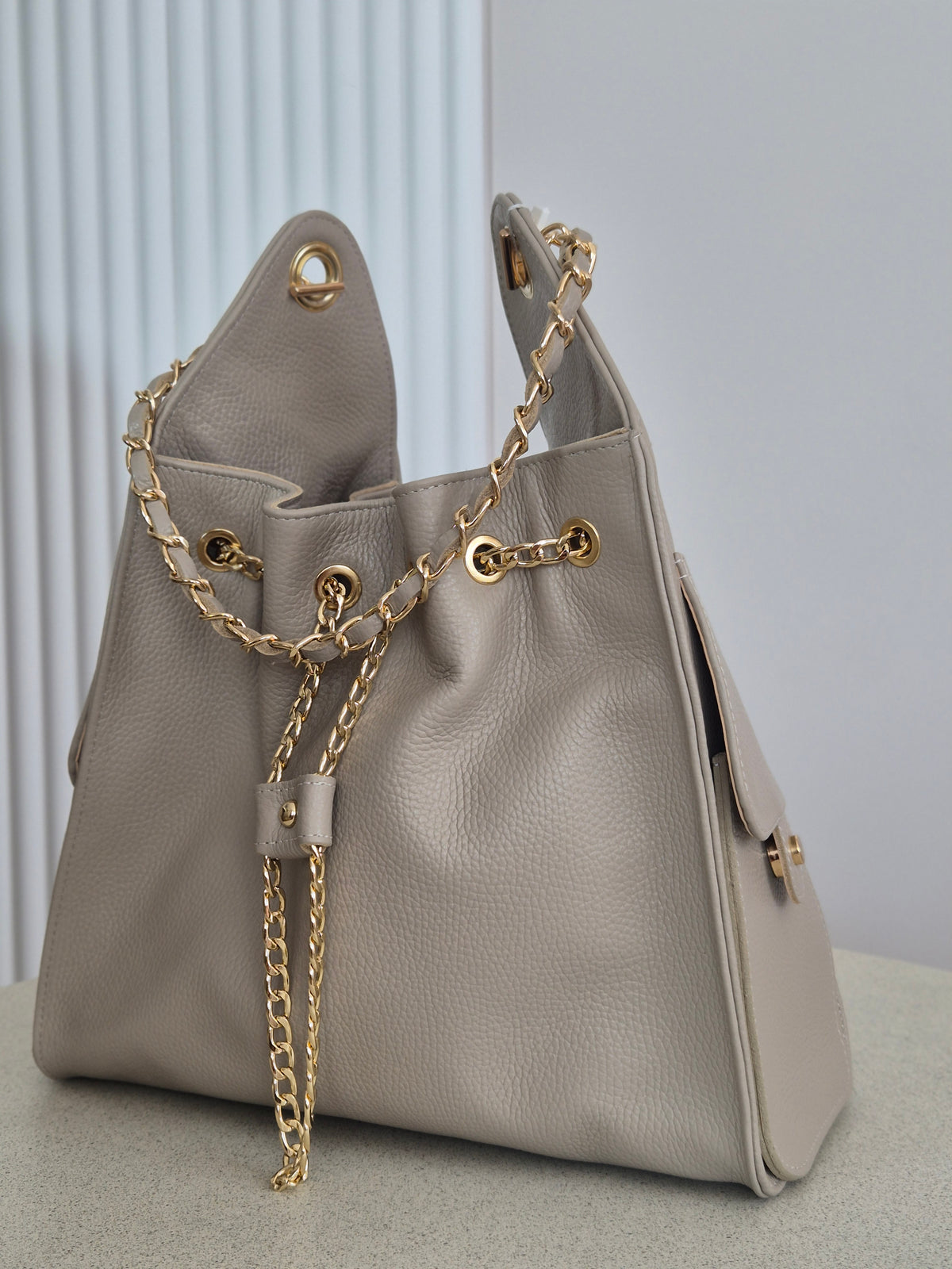 Torebka skórzana Hobo 01 beige