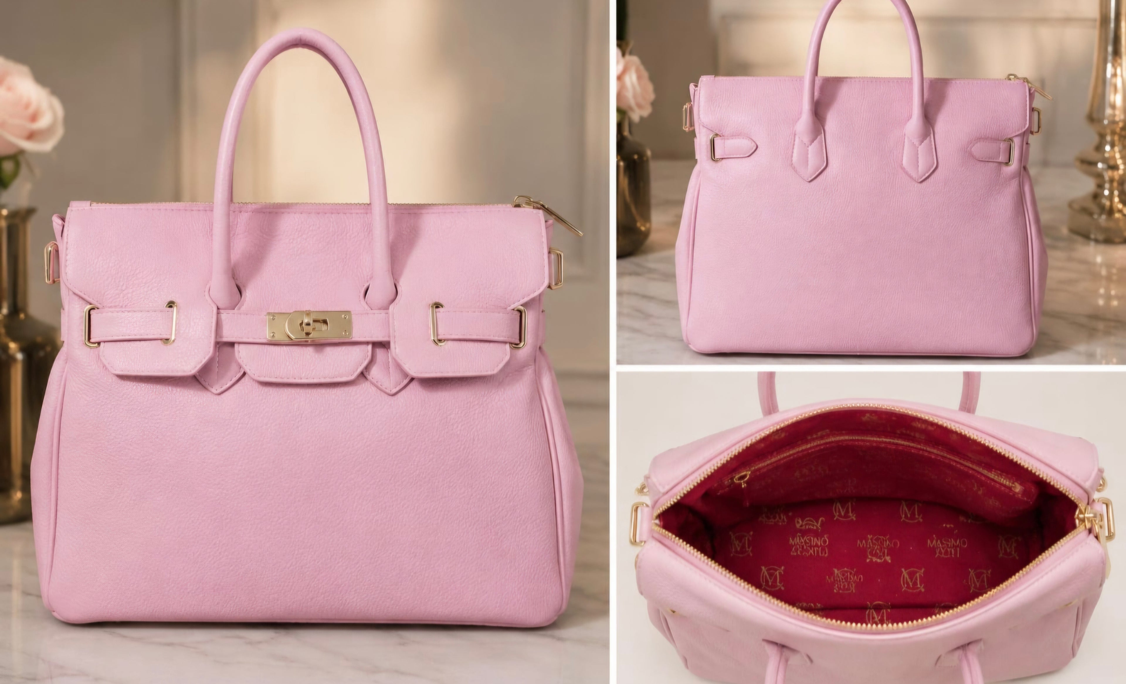 Torebka skórzana ERMA MAXI pink