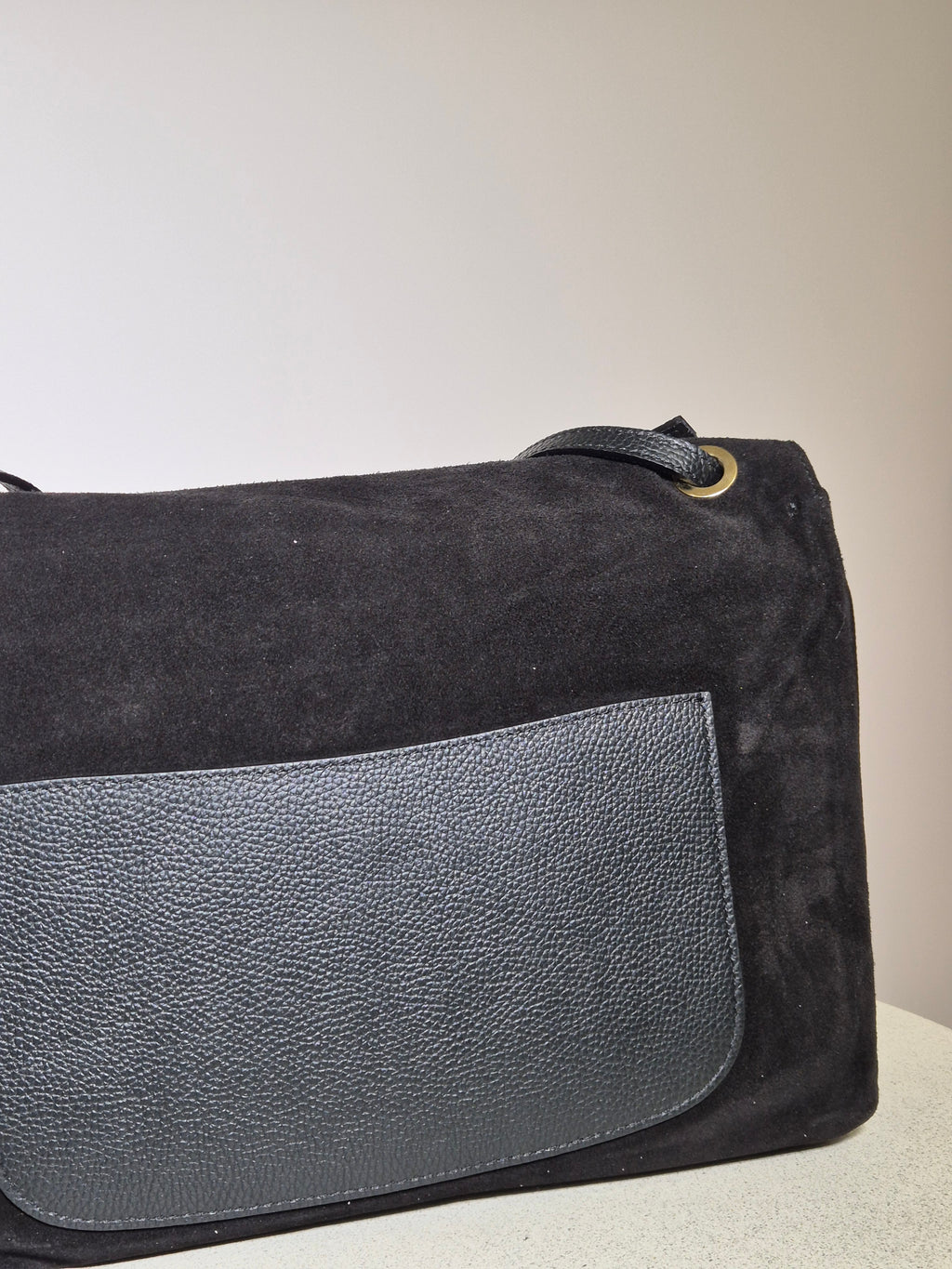 Torebka skórzana MARGOT 02 PREMIUM zamszowa, black