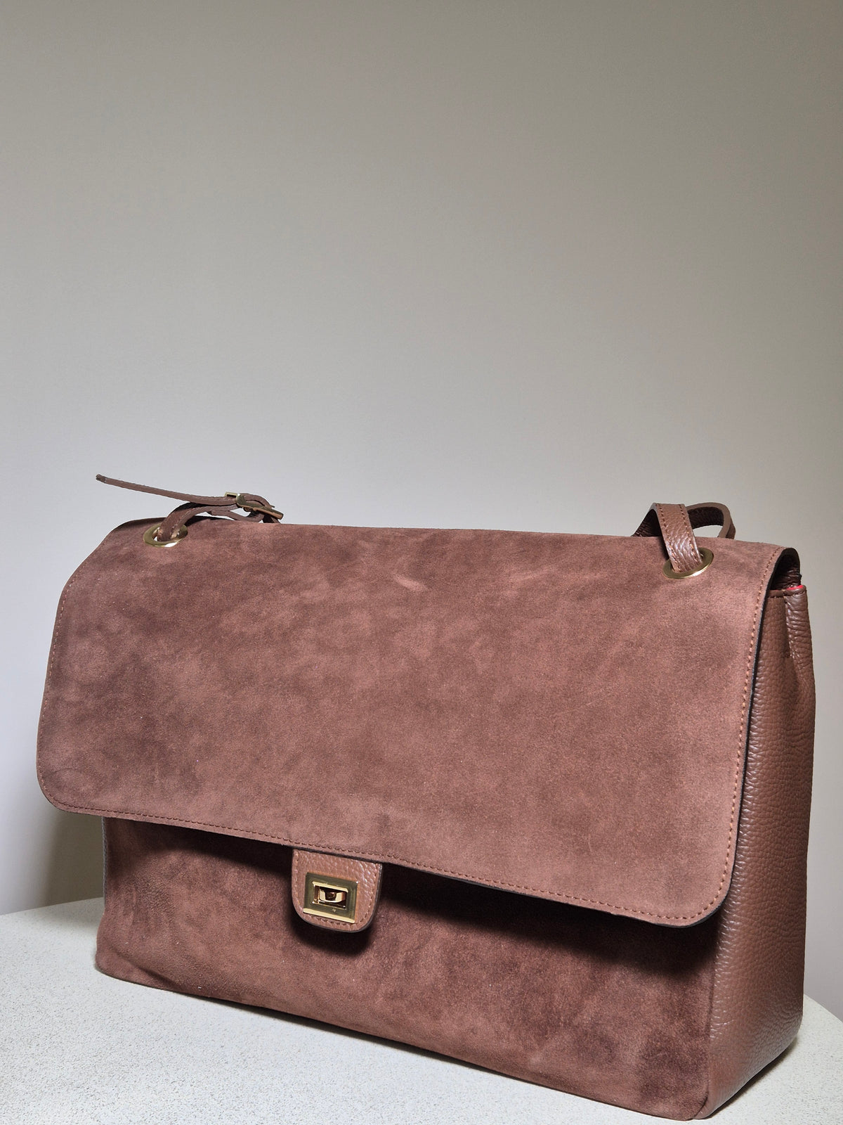 Torebka skórzana MARGOT 02 PREMIUM zamszowa, camel