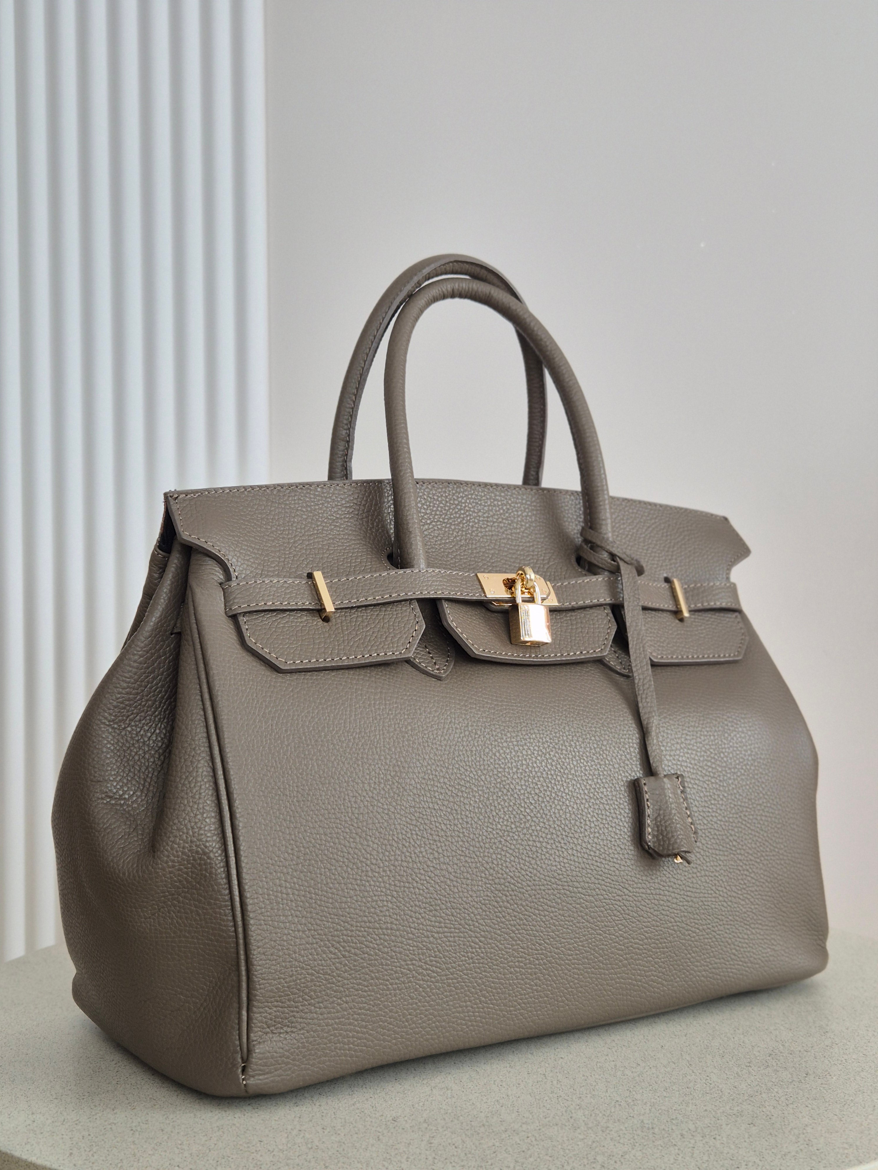 Torebka skórzana Erma Maxi 02 dark taupe