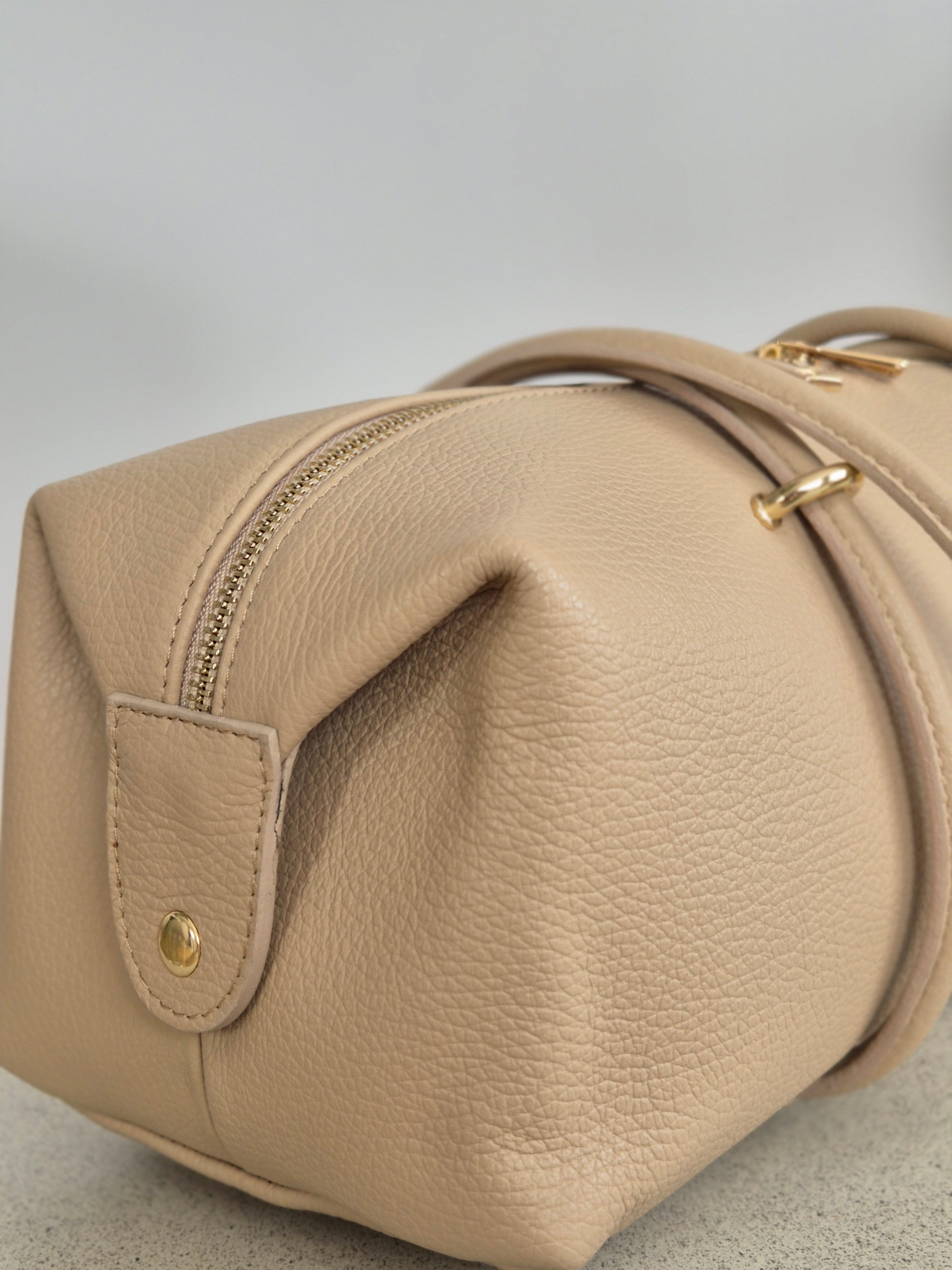 Torba skórzana baguette maxi beige
