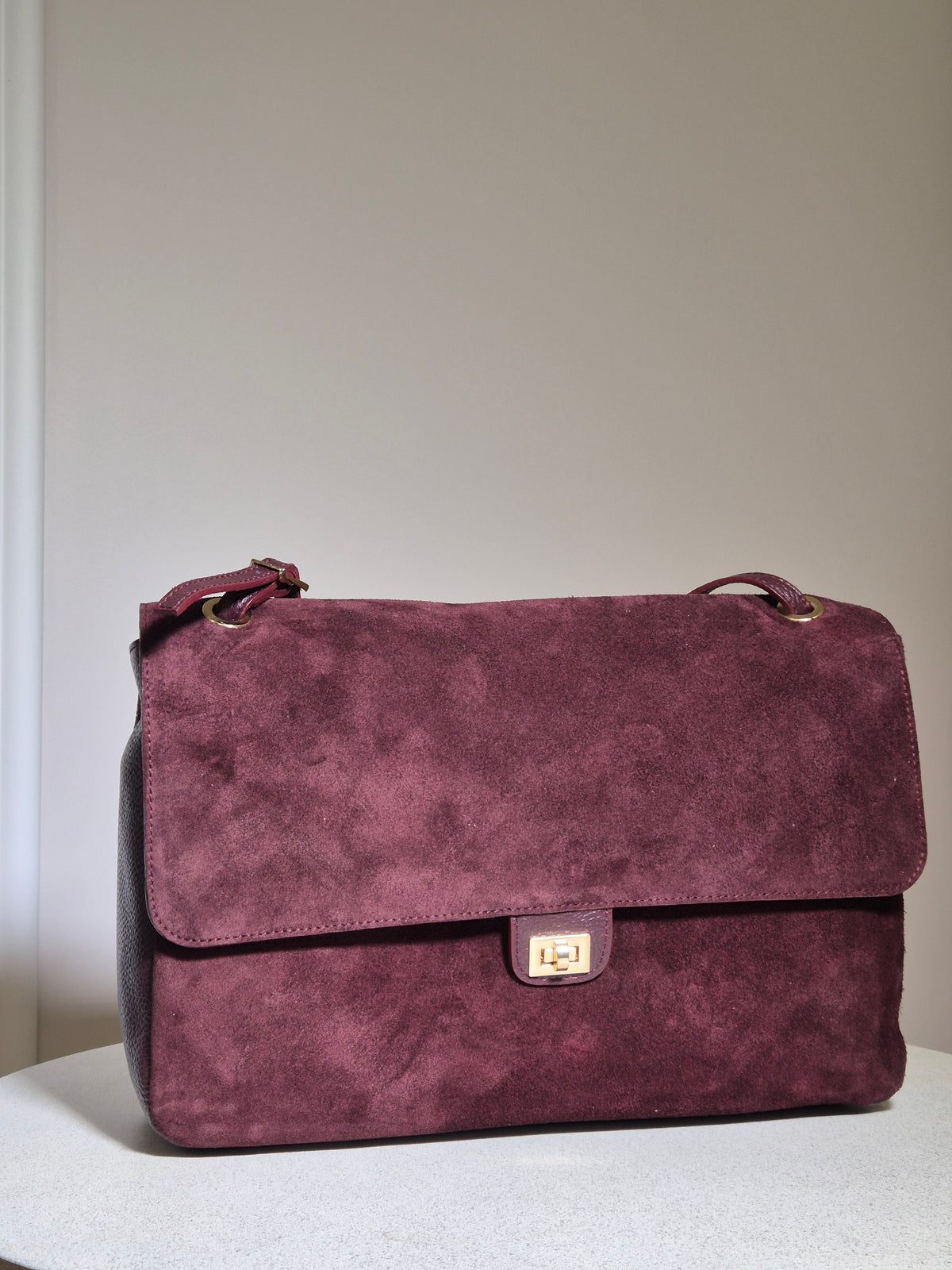 Torebka skórzana MARGOT 02 PREMIUM zamszowa, bordowa