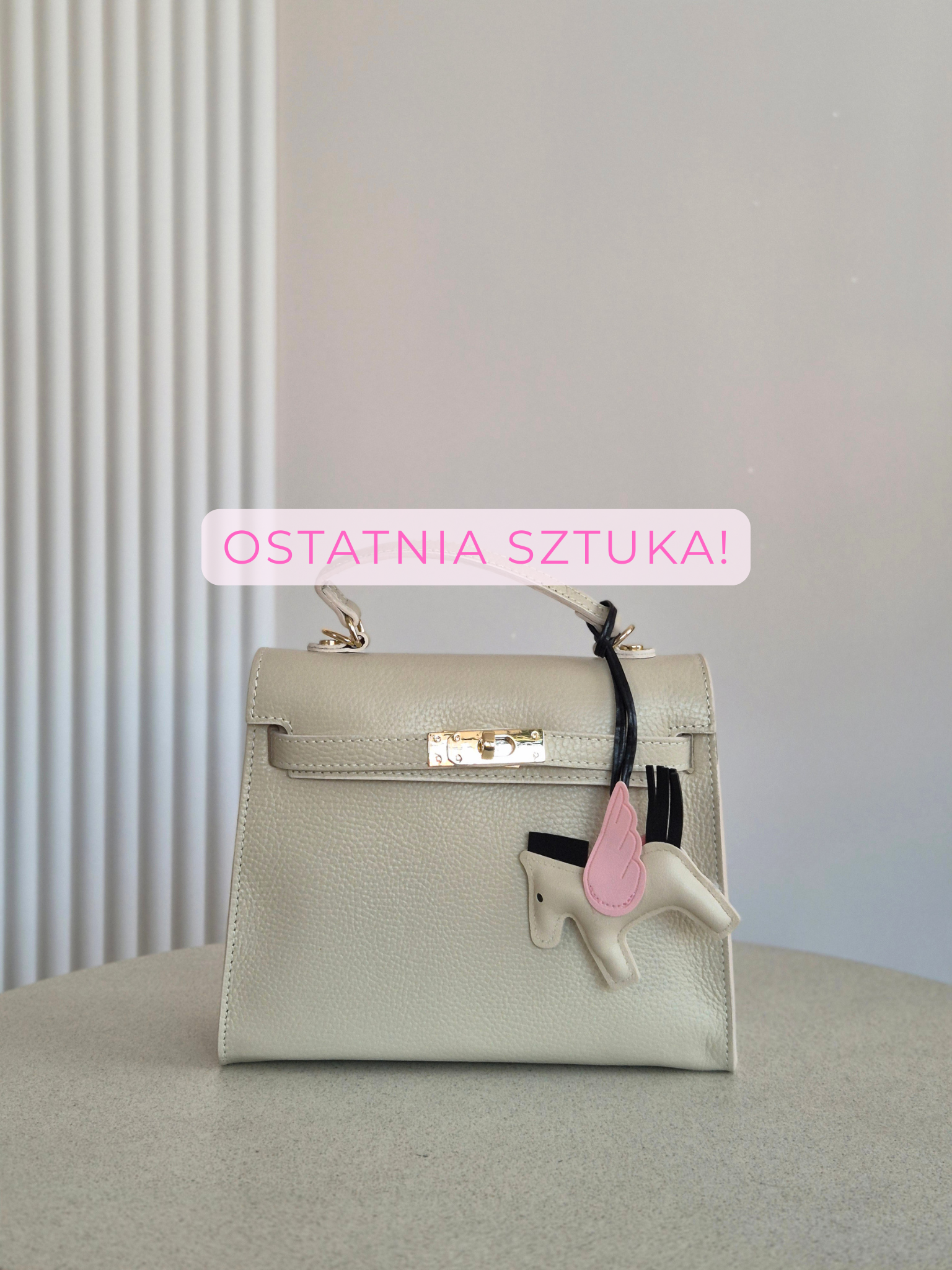 Skórzana torebka Erma Mini PREMIUM latte z konikiem