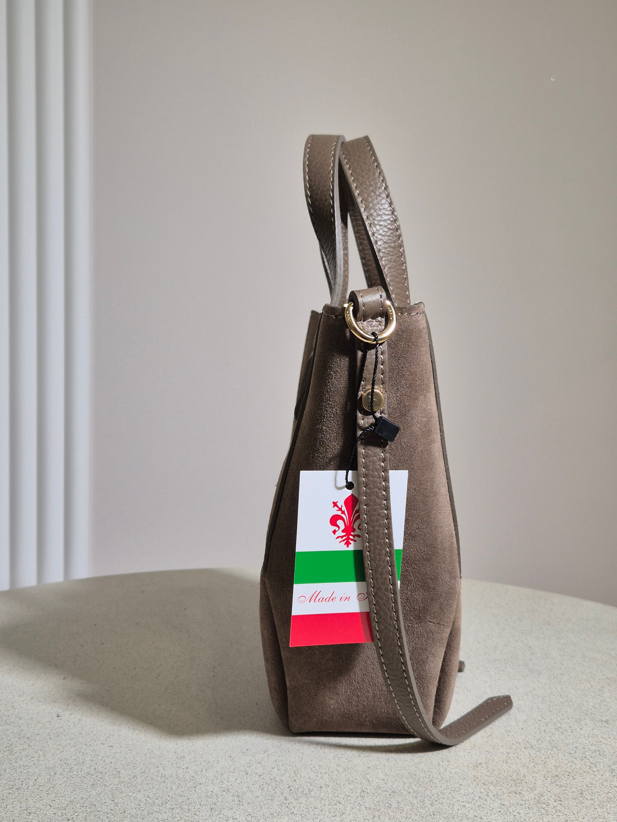 Mini shopperka z włoskiej skóry w kolorze mocha