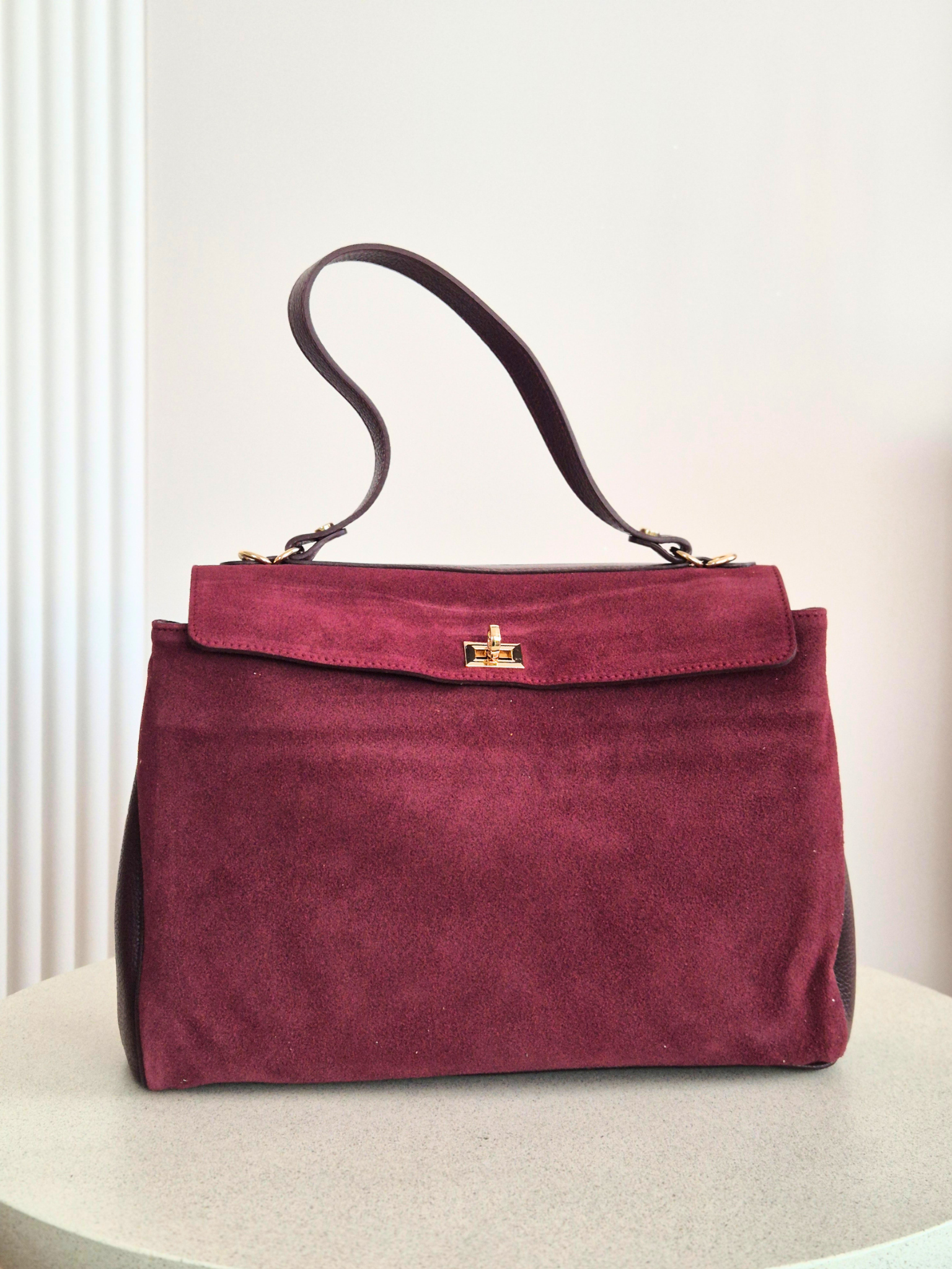Torba skórzana shopper office bordo
