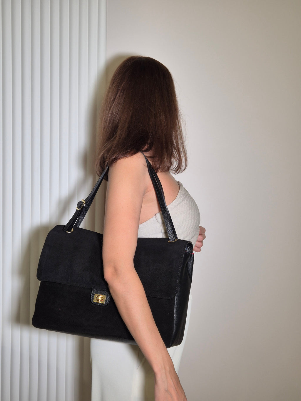 Torebka skórzana MARGOT 02 PREMIUM zamszowa, black