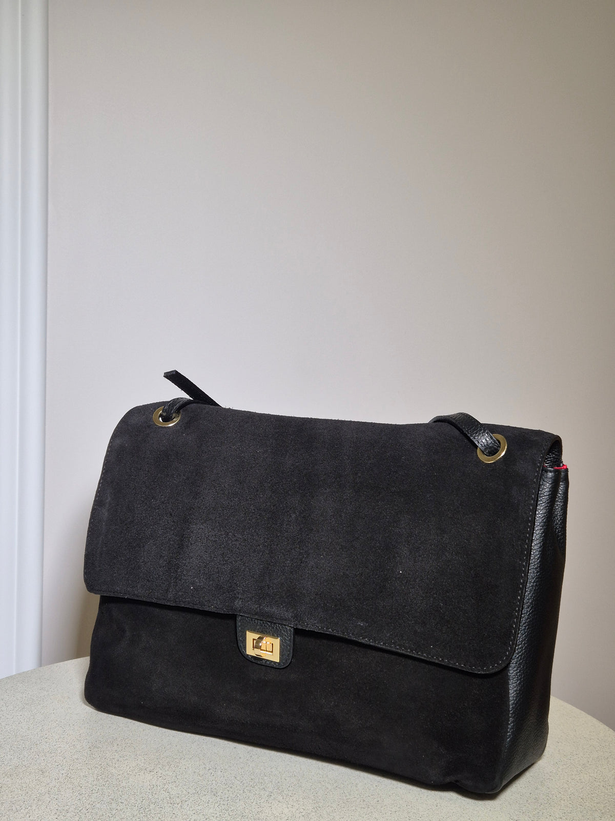 Torebka skórzana MARGOT 02 PREMIUM zamszowa, black